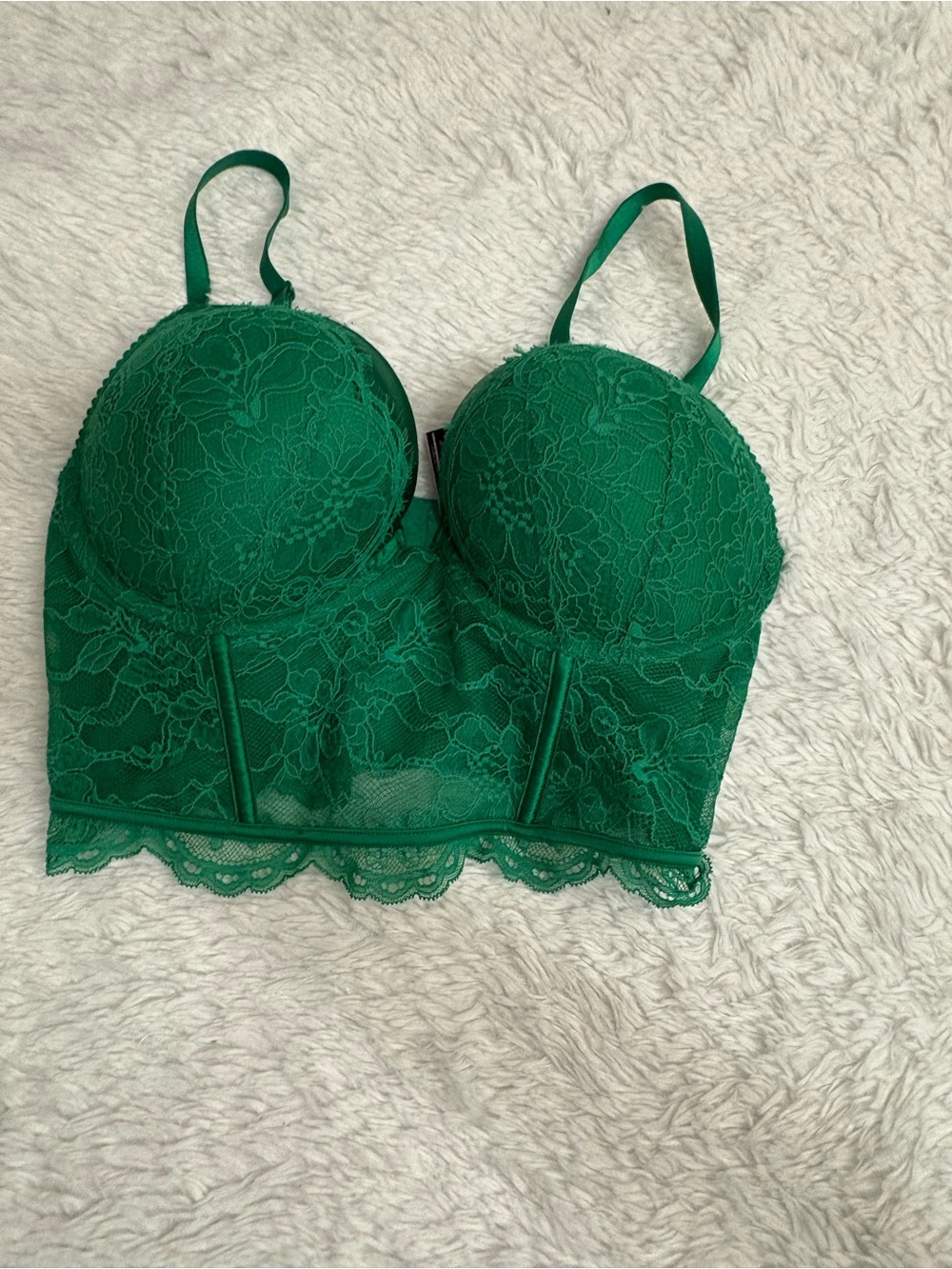 Victoria's Secret Bombshell green lace bustier Very Sexy Push Up Bra Size 34D